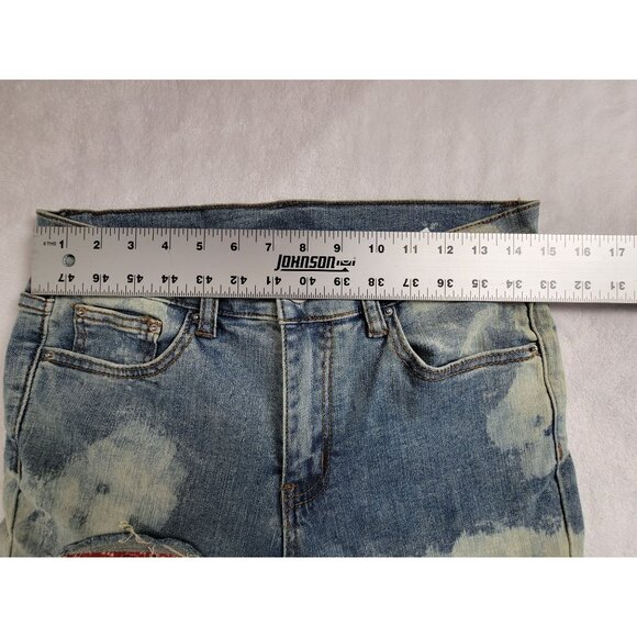 Mnml Wowmens Distressed Patchwork Denim Skinny Jeans Size 29 Blue Stretch Boho - Picture 5 of 13